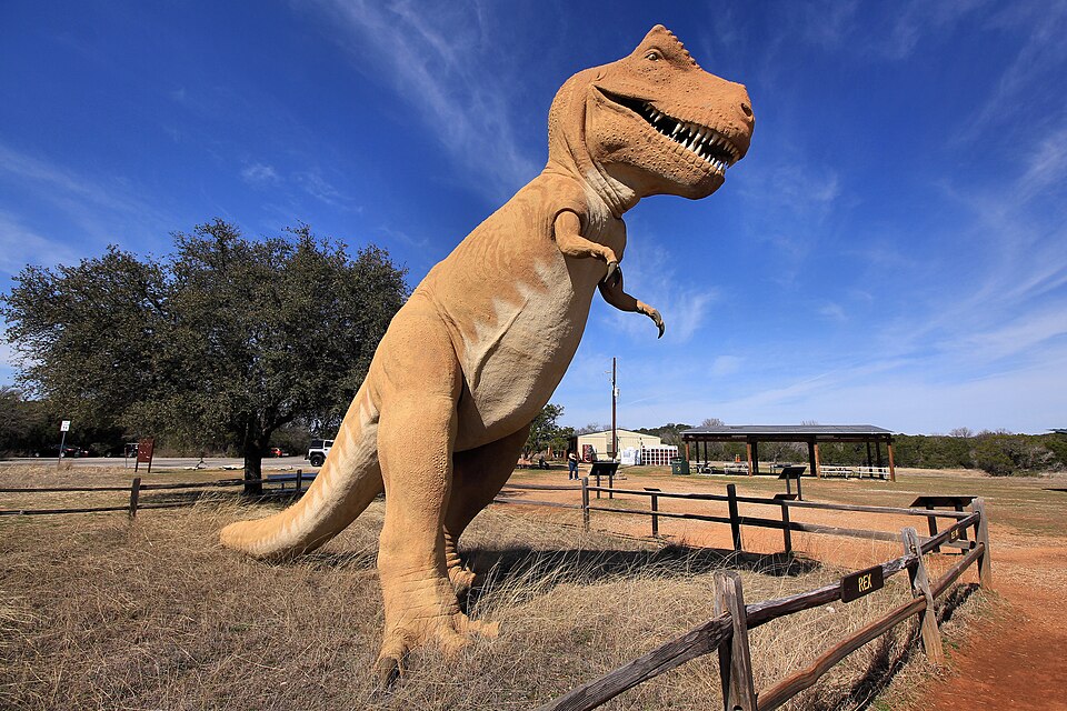 Tyrannosaurus model at Dinosaur Valley State Park in Texas